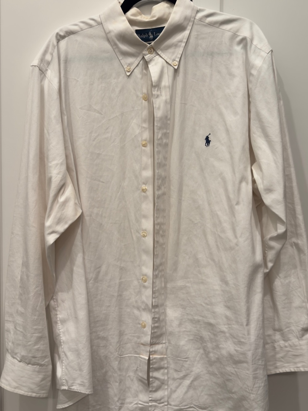 Ralph Lauren White Button-Down Shirt with Navy Pony
